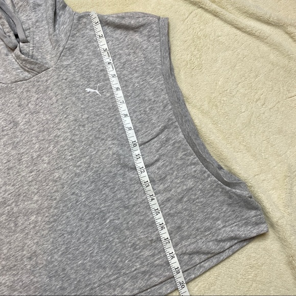 PUMA Hoodie Crop Sweatshirt Muscle Tee Gray XL - Picture 10 of 12
